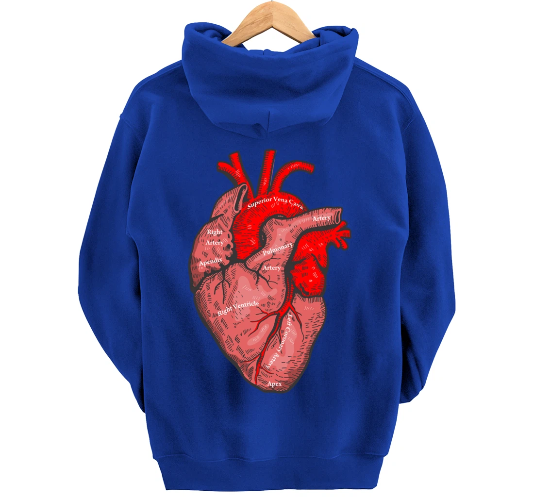 Medical Anatomy Illustration Human Heart Anatomical Themed Pullover Hoodie