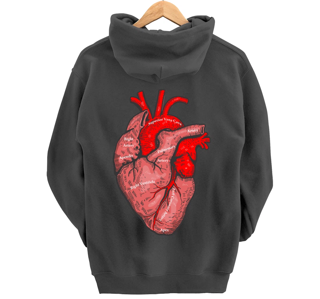 Medical Anatomy Illustration Human Heart Anatomical Themed Pullover Hoodie