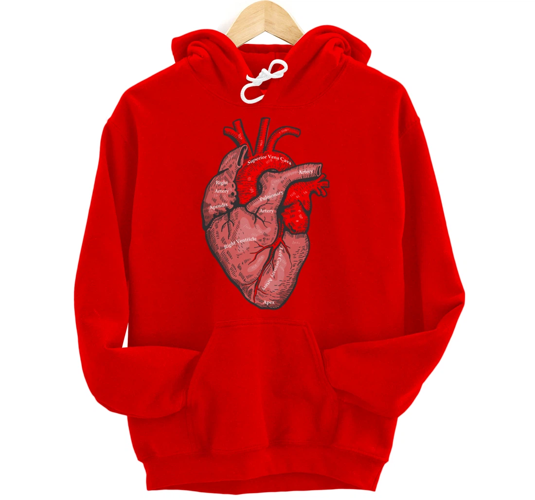 Medical Anatomy Illustration Human Heart Anatomical Themed Pullover Hoodie