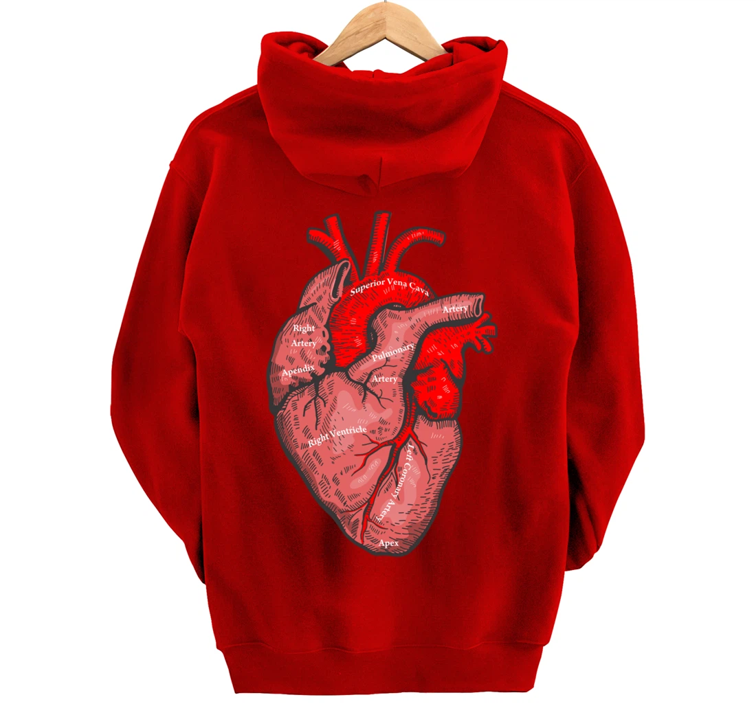 Medical Anatomy Illustration Human Heart Anatomical Themed Pullover Hoodie