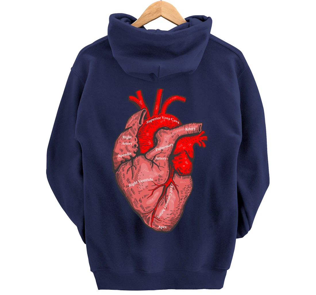 Medical Anatomy Illustration Human Heart Anatomical Themed Pullover Hoodie