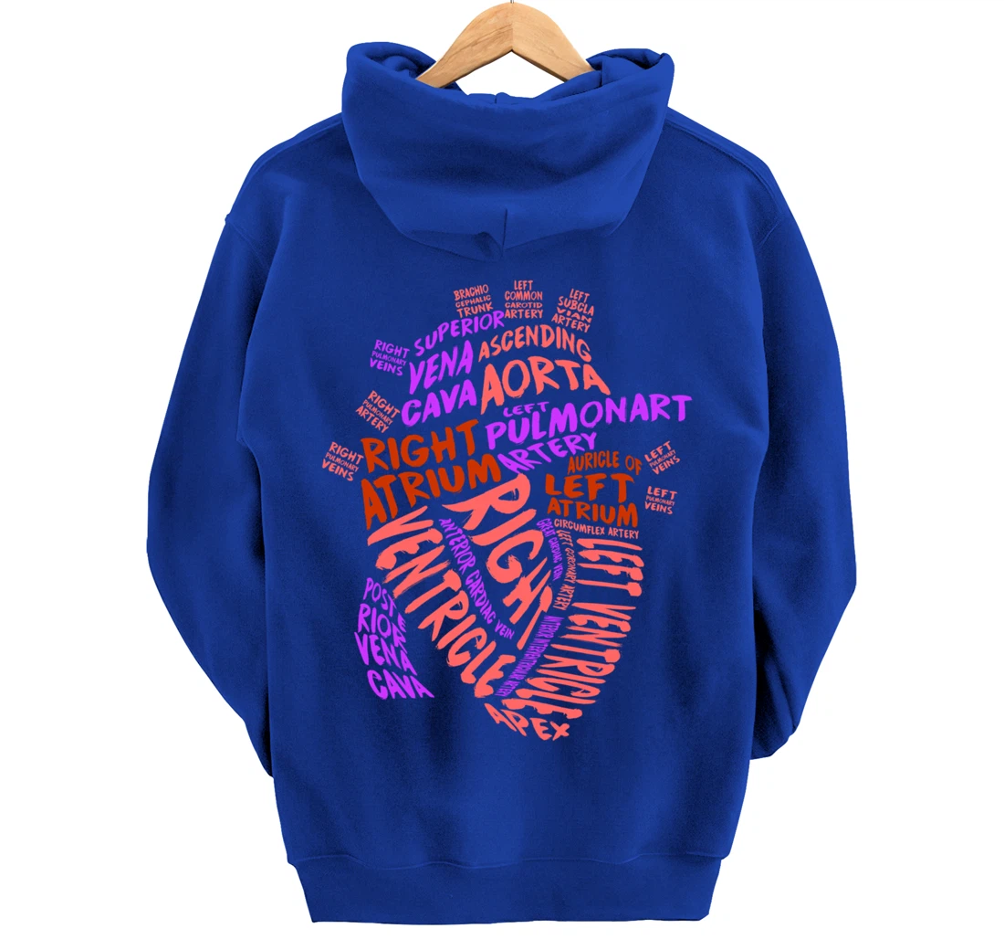 Anatomical Human Heart Cardiology Medical Cardiac Nurse Pullover Hoodie