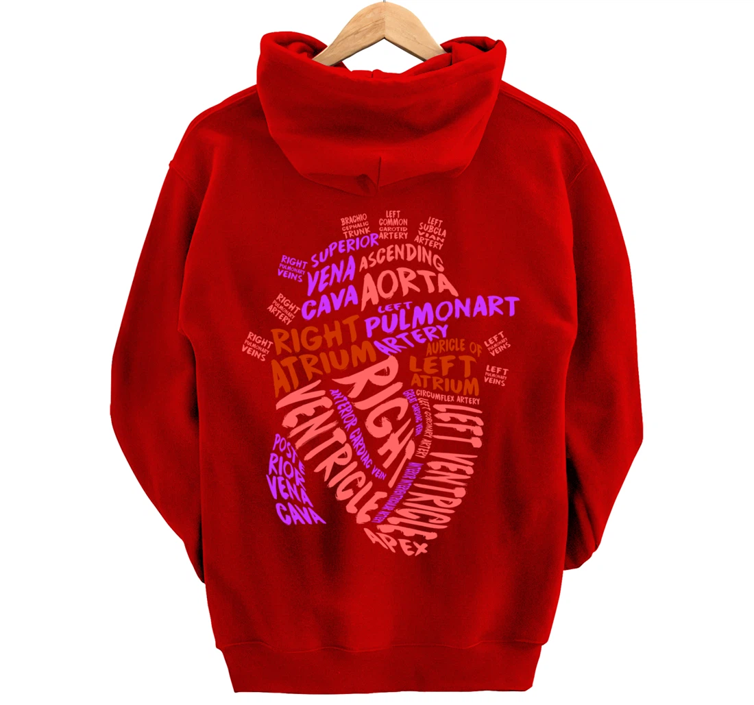 Anatomical Human Heart Cardiology Medical Cardiac Nurse Pullover Hoodie