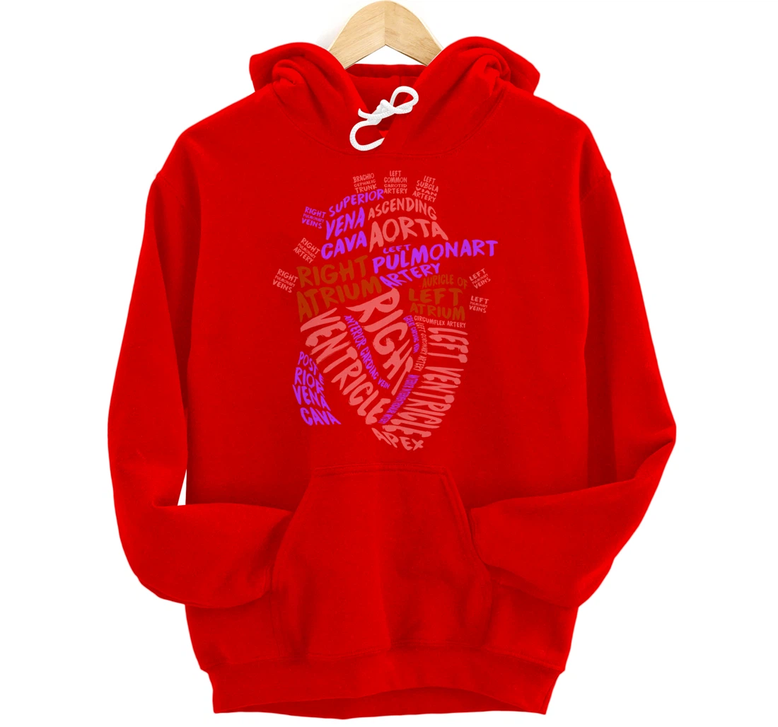 Anatomical Human Heart Cardiology Medical Cardiac Nurse Pullover Hoodie