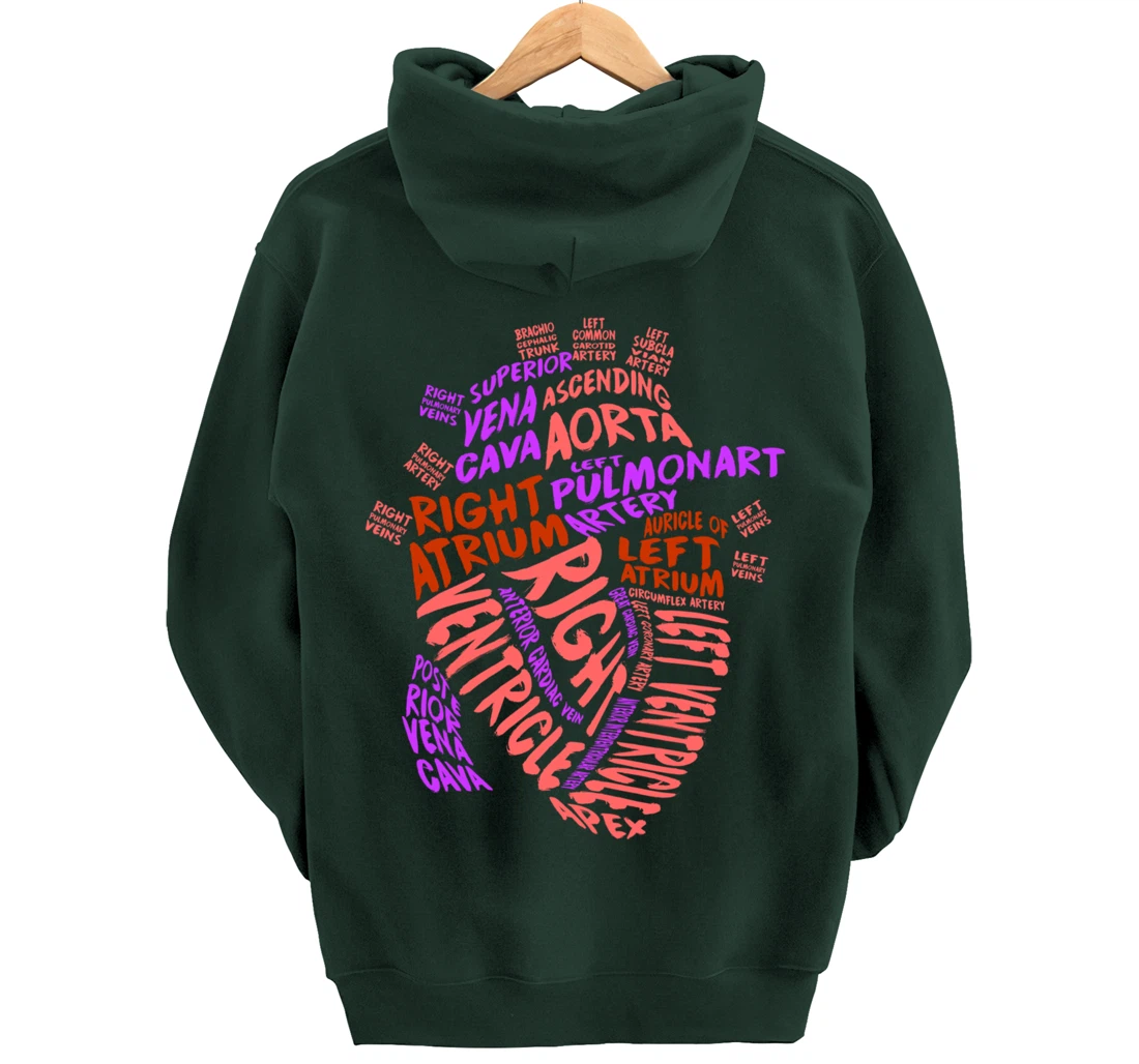Anatomical Human Heart Cardiology Medical Cardiac Nurse Pullover Hoodie