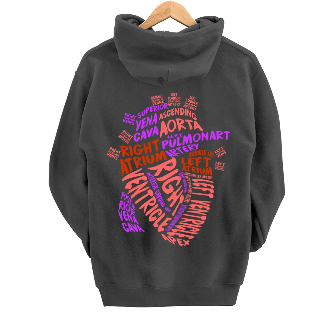 Anatomical Human Heart Cardiology Medical Cardiac Nurse Pullover Hoodie