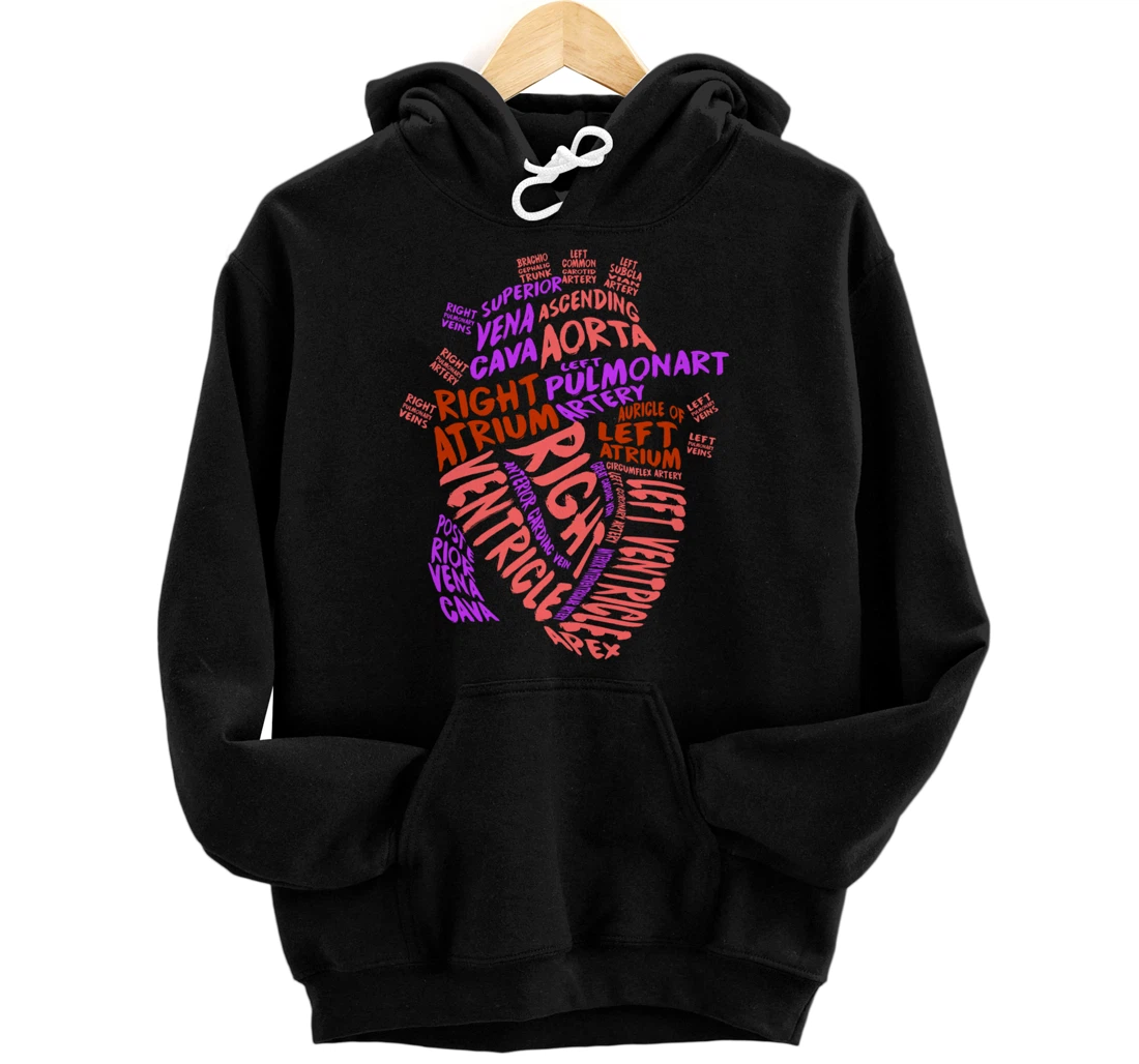 Anatomical Human Heart Cardiology Medical Cardiac Nurse Pullover Hoodie