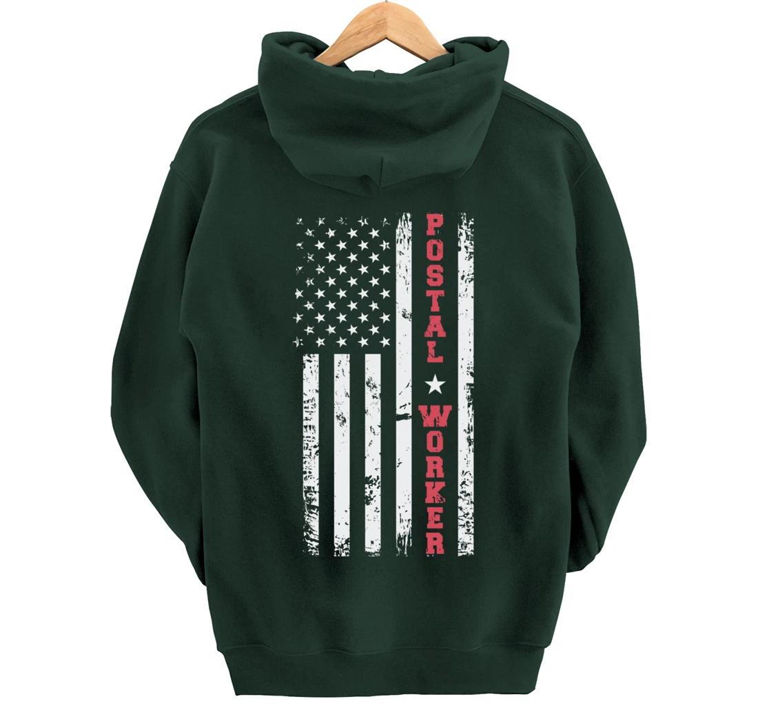 Post Office Patriotic Postal Worker American Flag Pullover Hoodie
