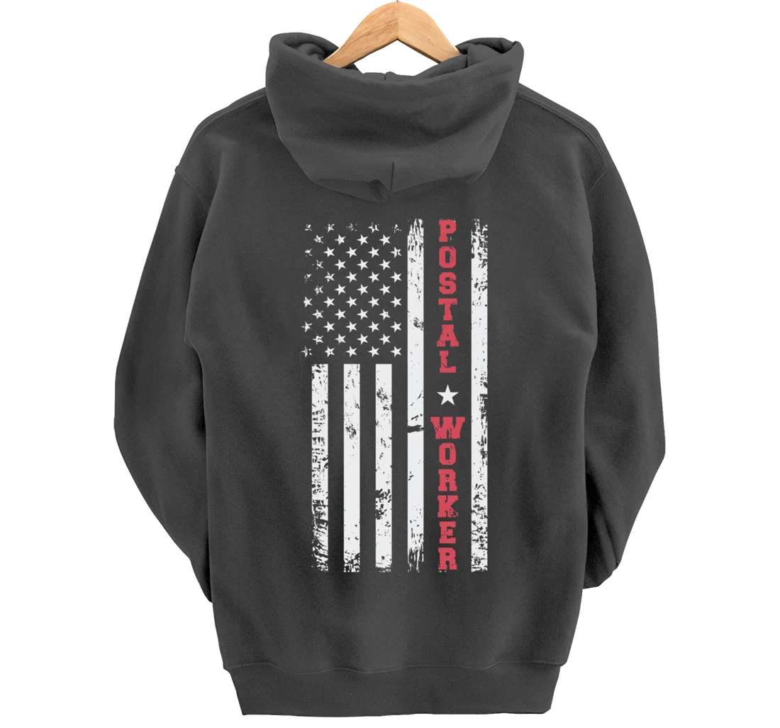 Post Office Patriotic Postal Worker American Flag Pullover Hoodie