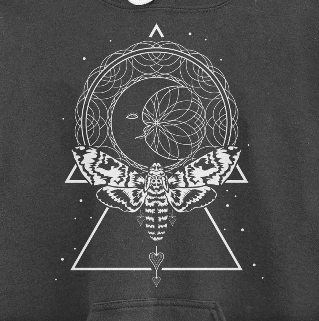 Mystical Wiccan Occult Insect Dragonfly Crescent Moon Pullover Hoodie