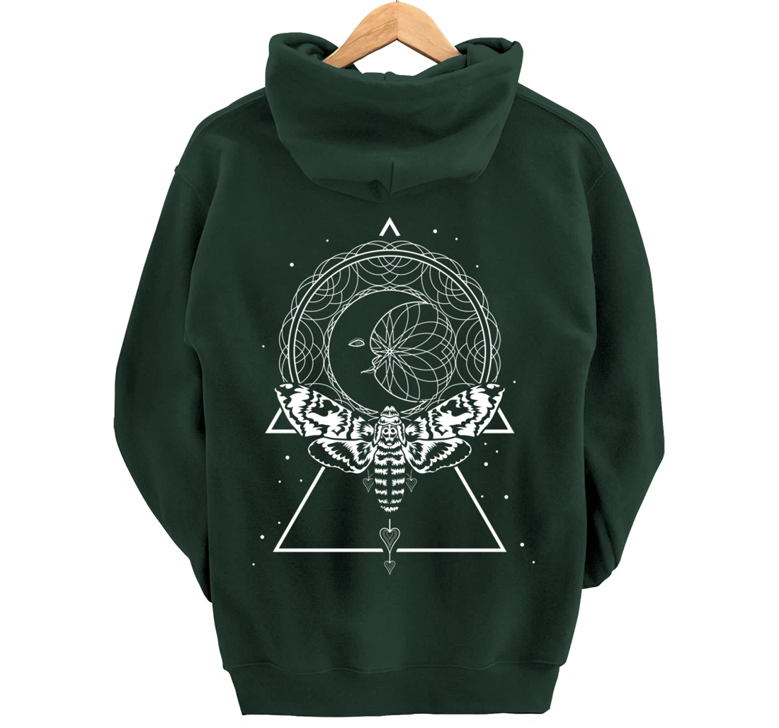 Mystical Wiccan Occult Insect Dragonfly Crescent Moon Pullover Hoodie