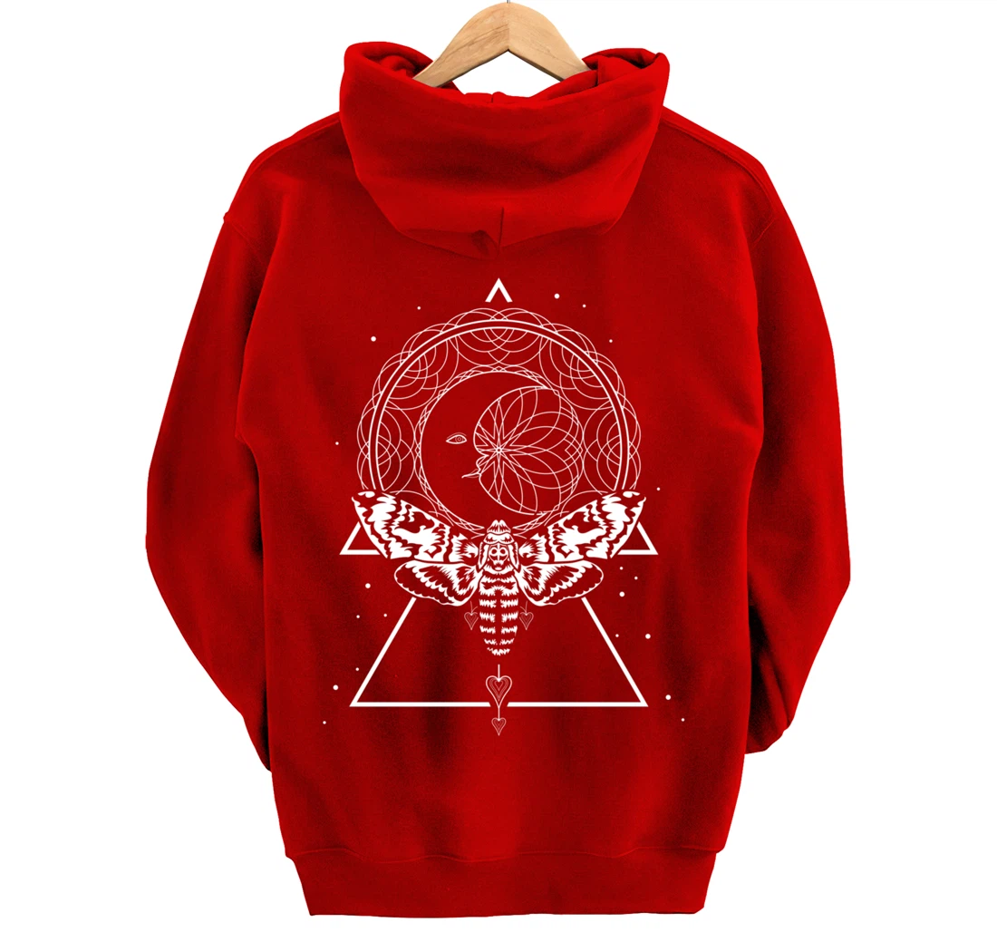 Mystical Wiccan Occult Insect Dragonfly Crescent Moon Pullover Hoodie