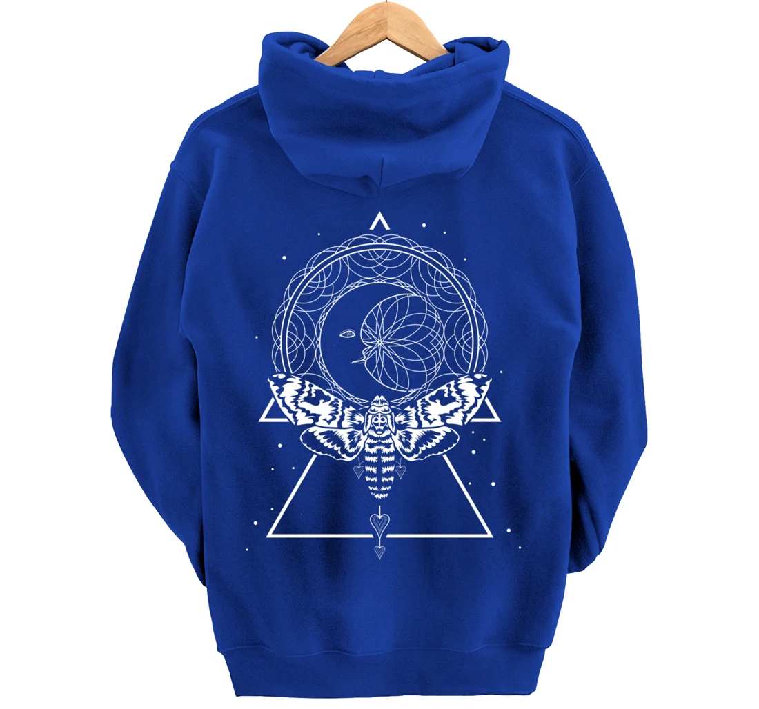 Mystical Wiccan Occult Insect Dragonfly Crescent Moon Pullover Hoodie