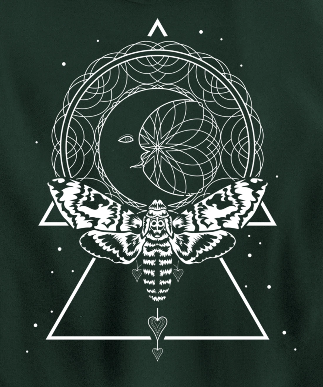 Mystical Wiccan Occult Insect Dragonfly Crescent Moon Pullover Hoodie