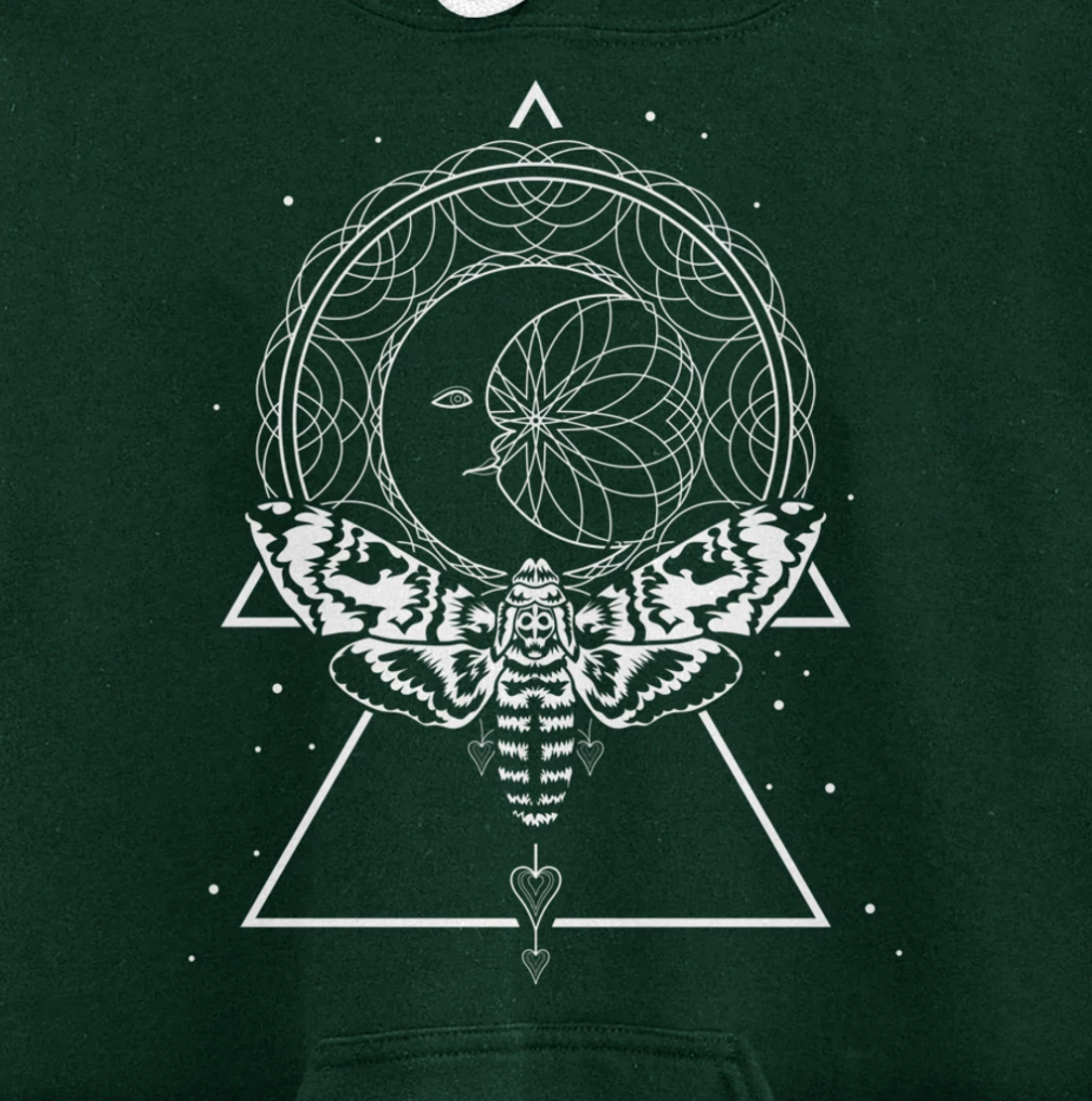 Mystical Wiccan Occult Insect Dragonfly Crescent Moon Pullover Hoodie