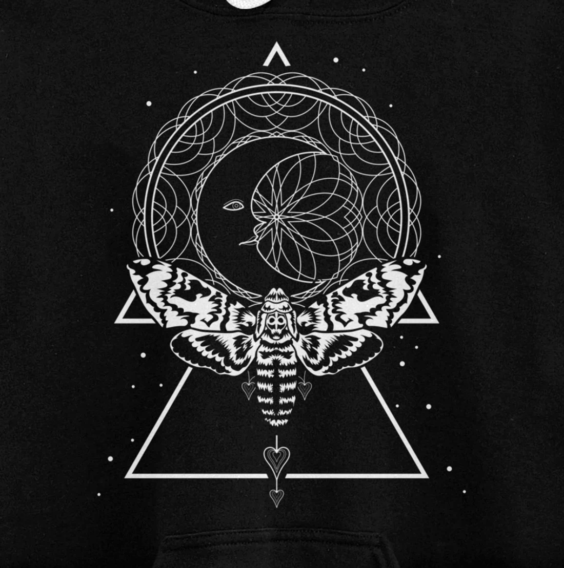 Mystical Wiccan Occult Insect Dragonfly Crescent Moon Pullover Hoodie