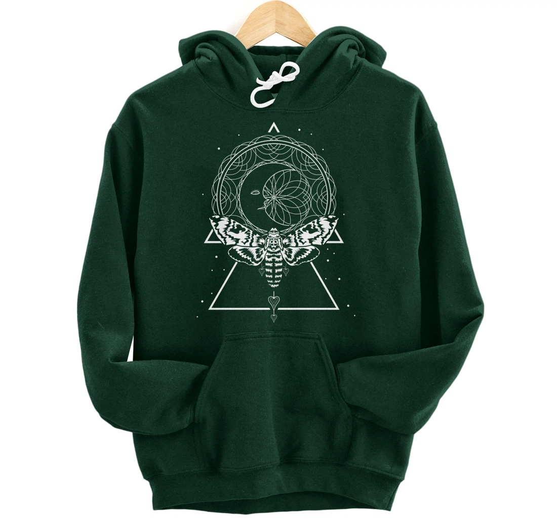 Mystical Wiccan Occult Insect Dragonfly Crescent Moon Pullover Hoodie