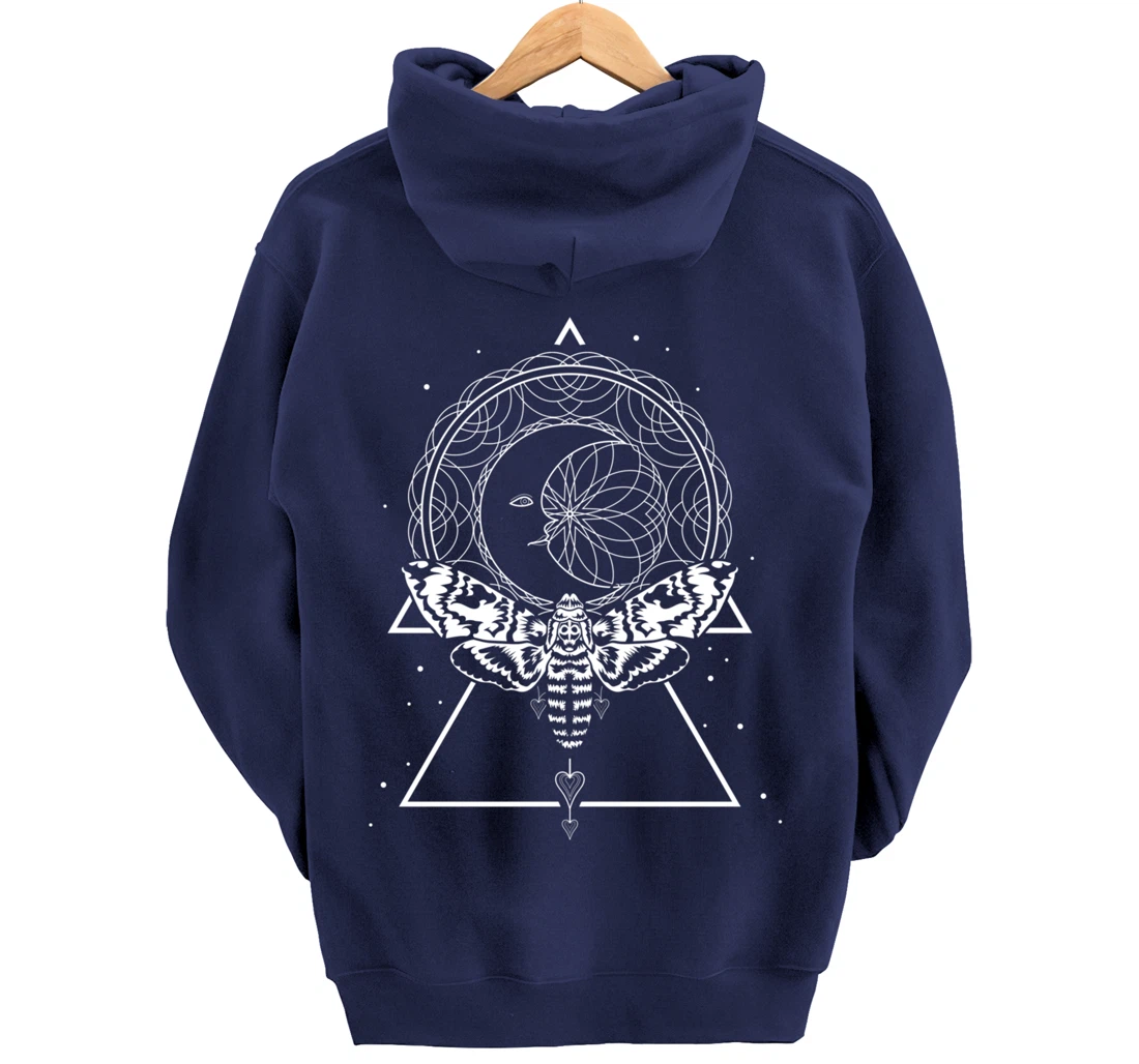 Mystical Wiccan Occult Insect Dragonfly Crescent Moon Pullover Hoodie