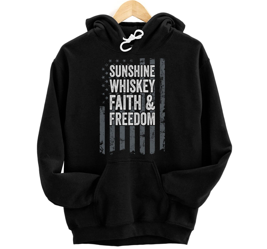 Sunshine Whiskey Faith & Freedom - Christian USA Flag Summer Pullover Hoodie