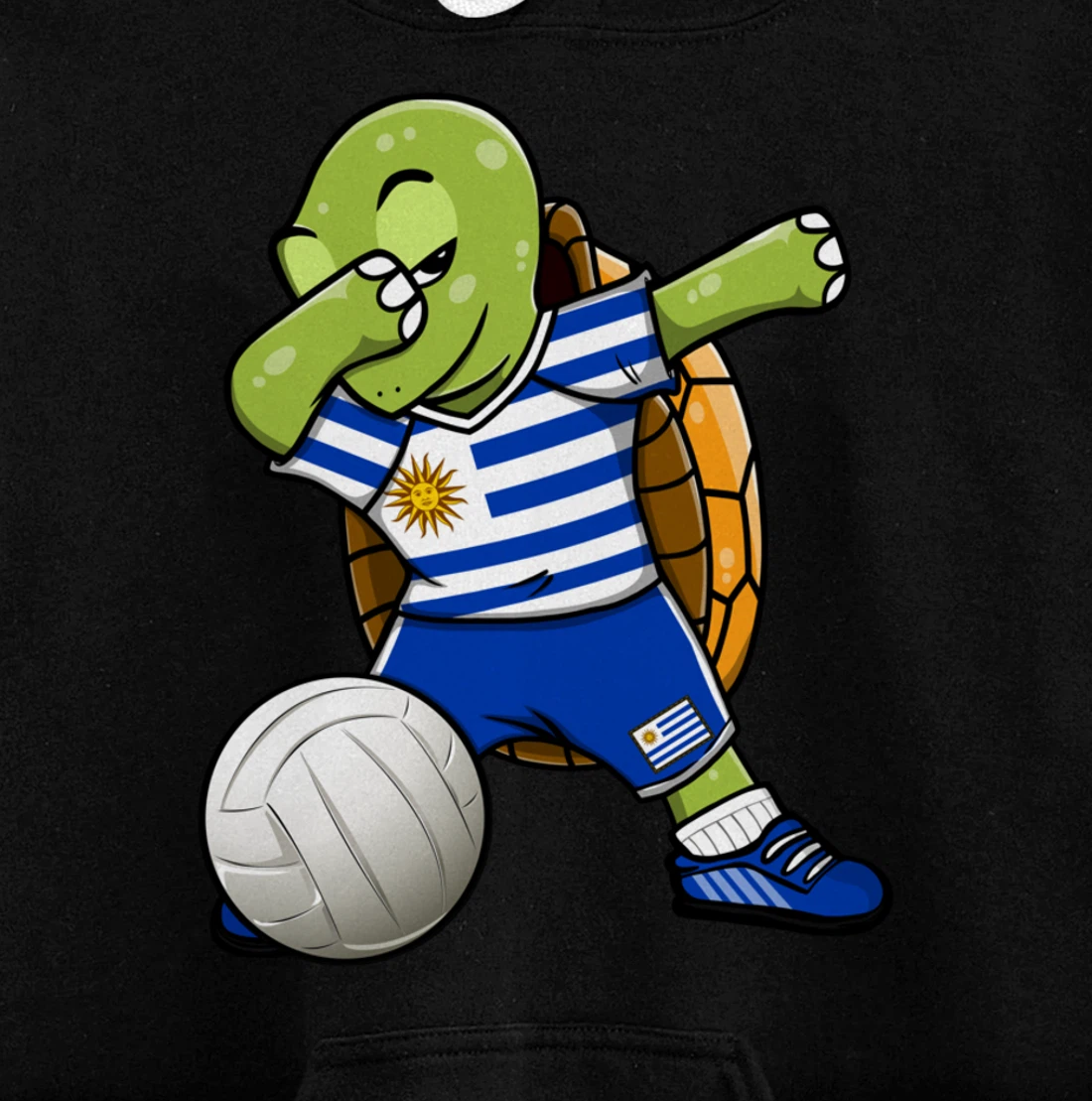 Dabbing Turtle Uruguay Volleyball Fans Jersey Uruguayan Flag Pullover Hoodie