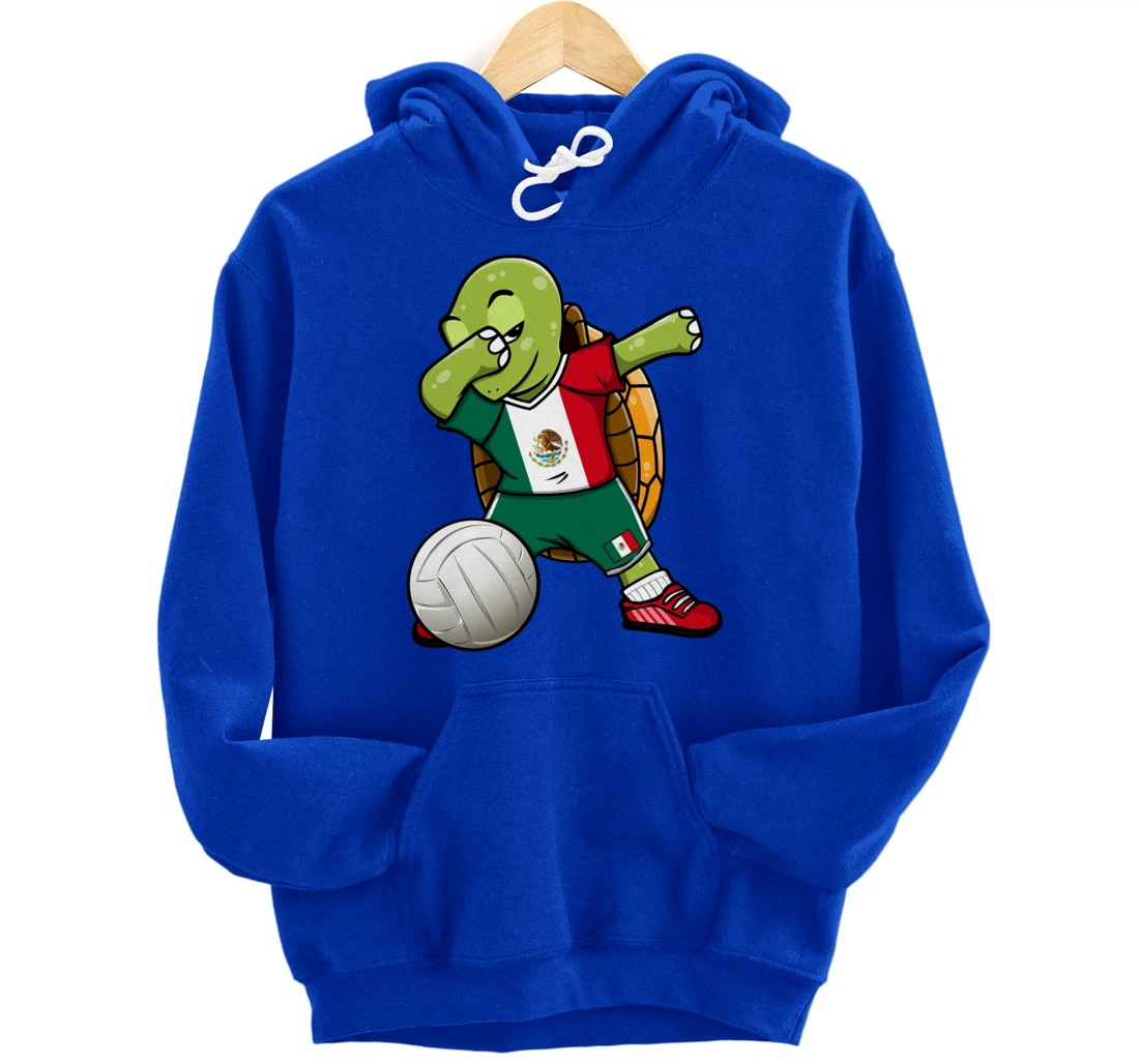 Dabbing Turtle Mexico Volleyball Fans Jersey Mexican Flag Pullover Hoodie