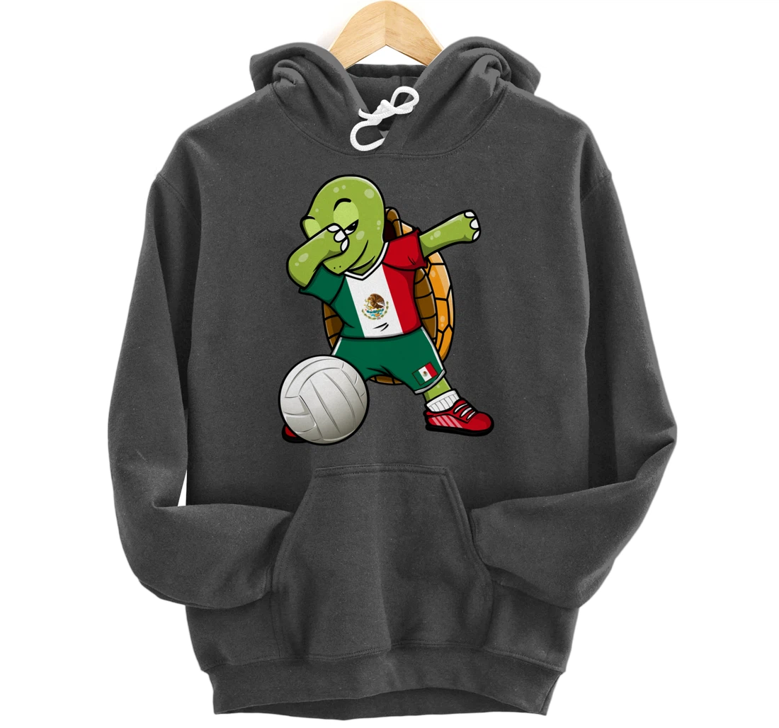 Dabbing Turtle Mexico Volleyball Fans Jersey Mexican Flag Pullover Hoodie