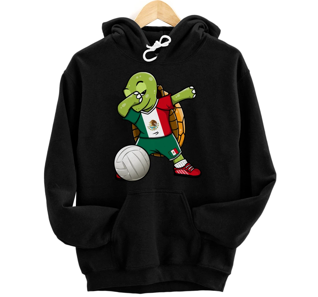 Dabbing Turtle Mexico Volleyball Fans Jersey Mexican Flag Pullover Hoodie