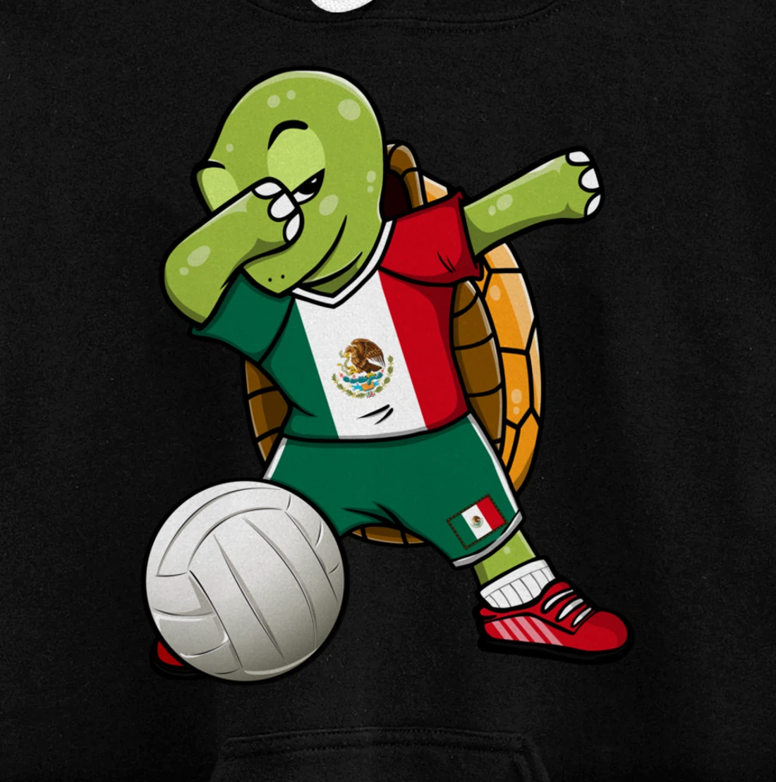 Dabbing Turtle Mexico Volleyball Fans Jersey Mexican Flag Pullover Hoodie