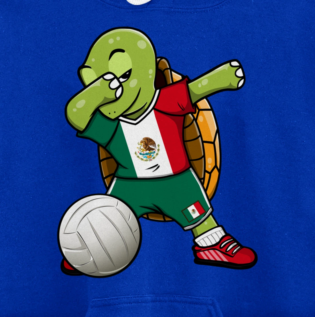 Dabbing Turtle Mexico Volleyball Fans Jersey Mexican Flag Pullover Hoodie