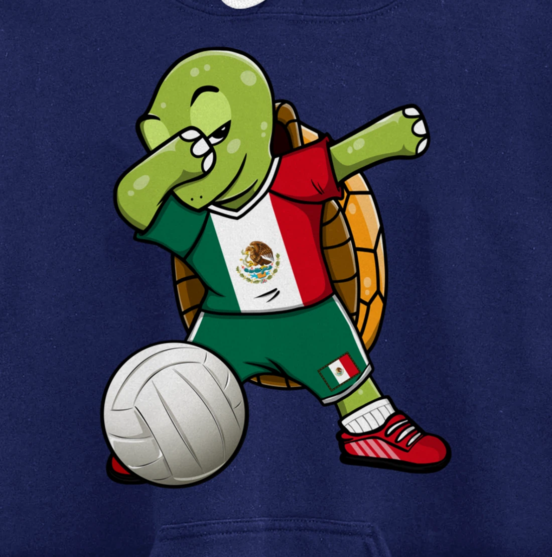 Dabbing Turtle Mexico Volleyball Fans Jersey Mexican Flag Pullover Hoodie