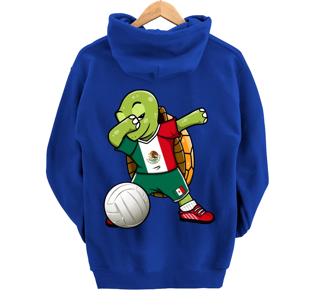 Dabbing Turtle Mexico Volleyball Fans Jersey Mexican Flag Pullover Hoodie