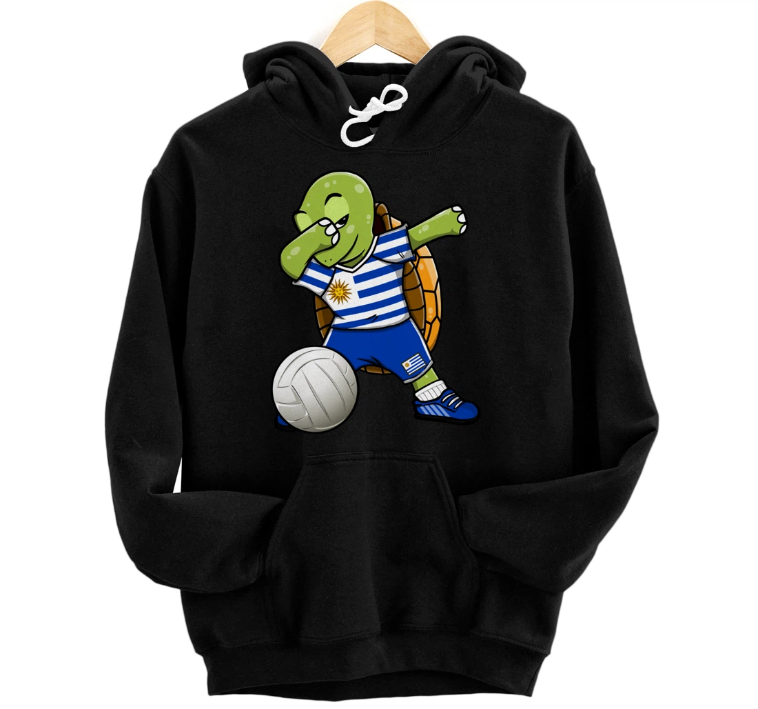 Dabbing Turtle Uruguay Volleyball Fans Jersey Uruguayan Flag Pullover Hoodie