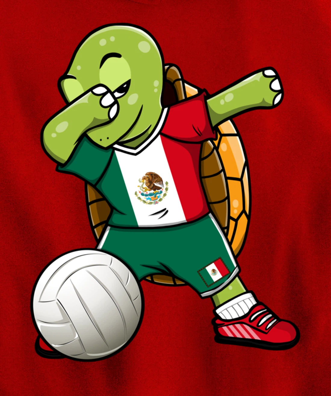 Dabbing Turtle Mexico Volleyball Fans Jersey Mexican Flag Pullover Hoodie