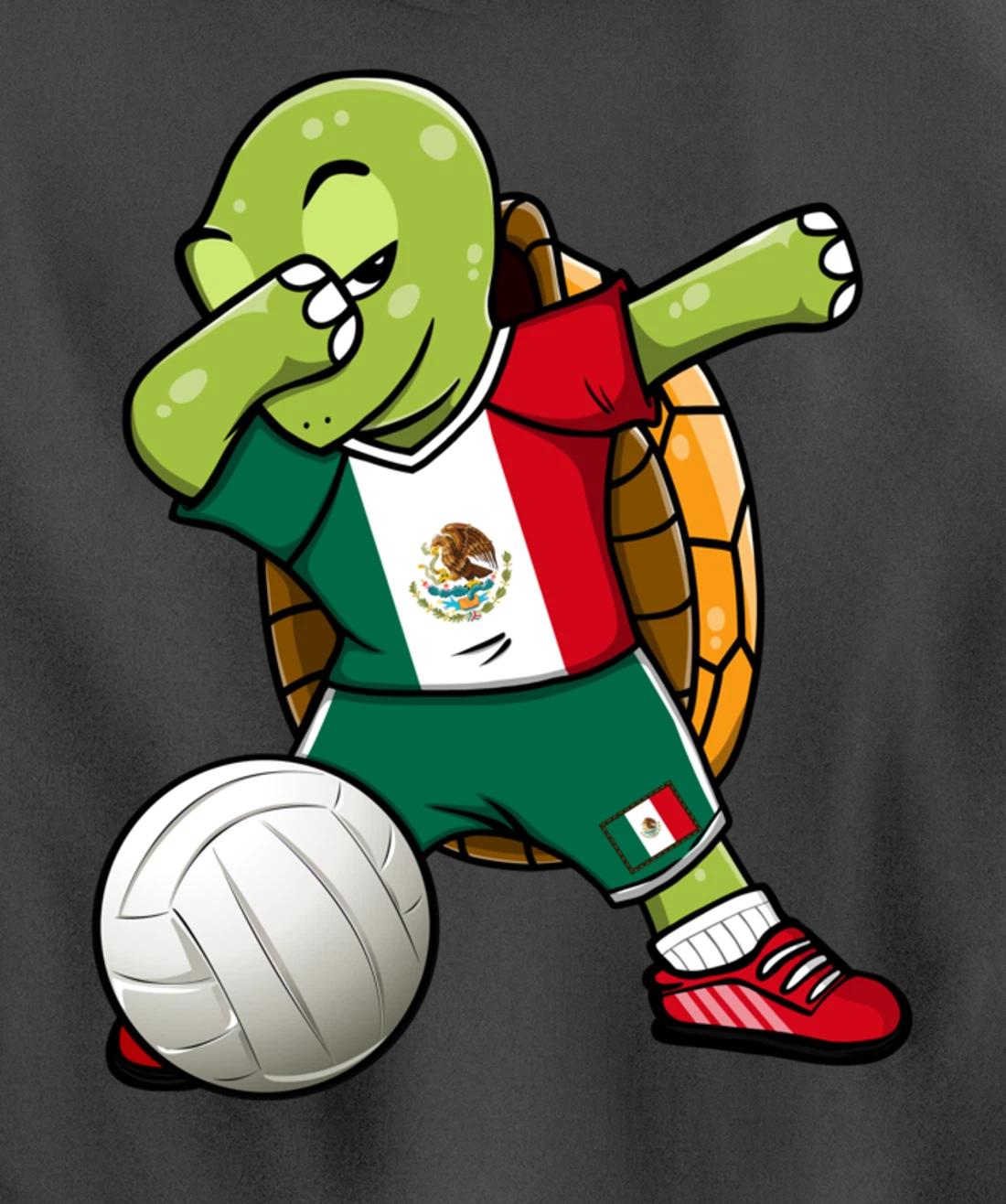 Dabbing Turtle Mexico Volleyball Fans Jersey Mexican Flag Pullover Hoodie
