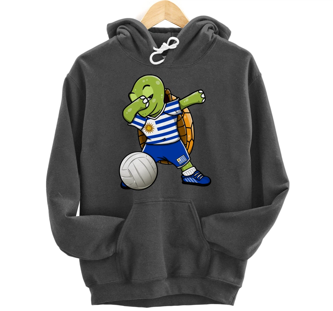 Dabbing Turtle Uruguay Volleyball Fans Jersey Uruguayan Flag Pullover Hoodie