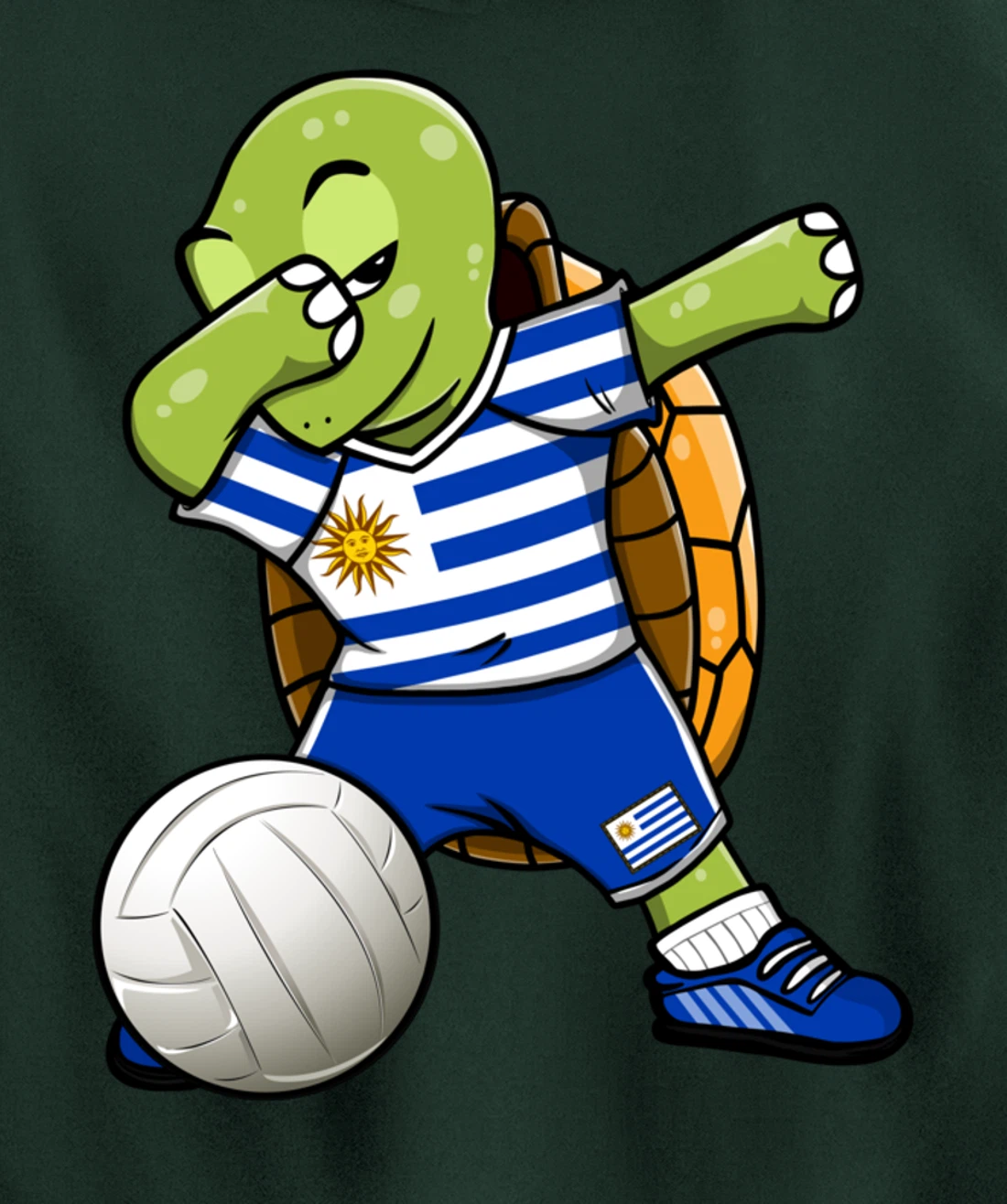 Dabbing Turtle Uruguay Volleyball Fans Jersey Uruguayan Flag Pullover Hoodie