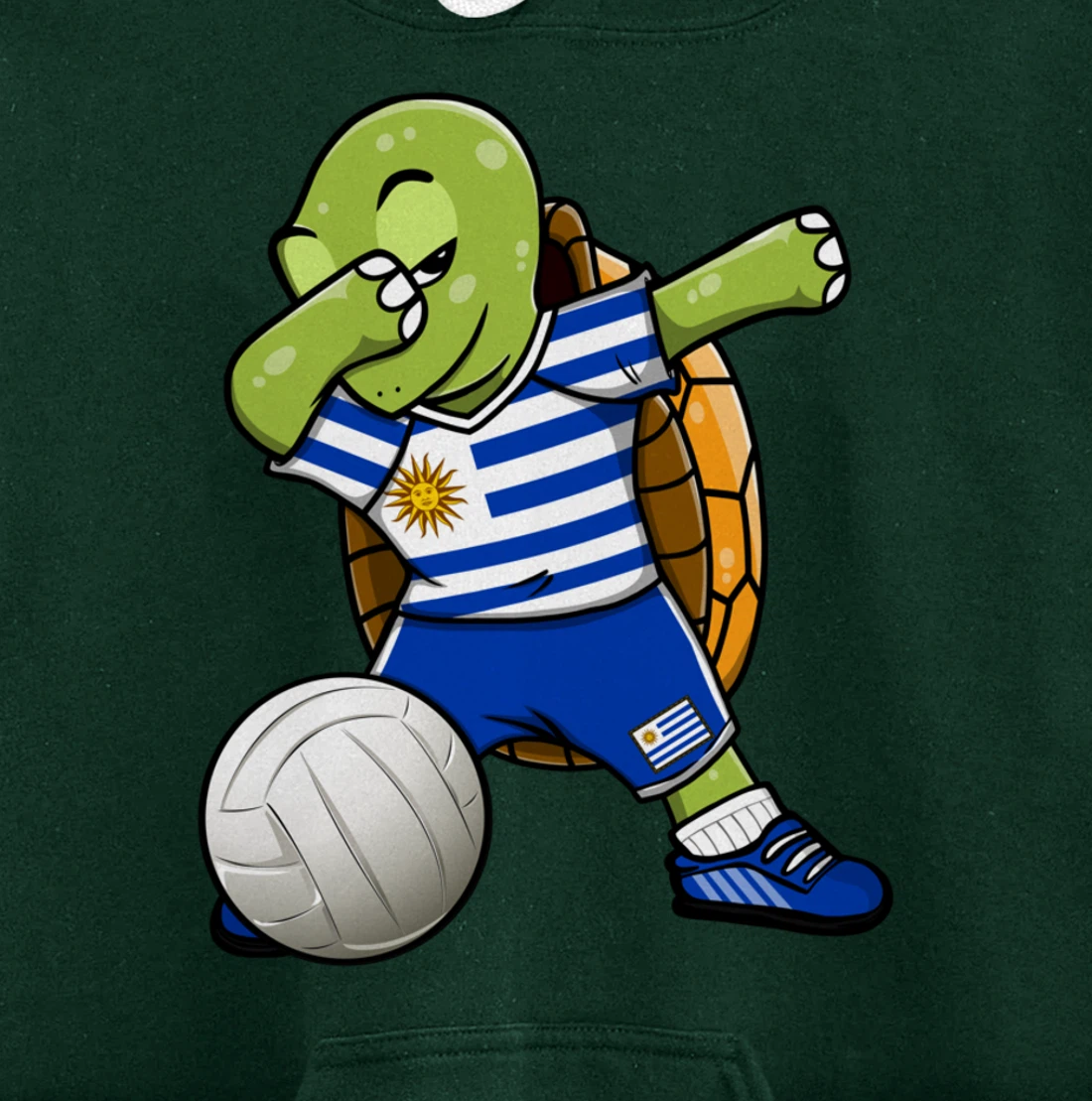 Dabbing Turtle Uruguay Volleyball Fans Jersey Uruguayan Flag Pullover Hoodie