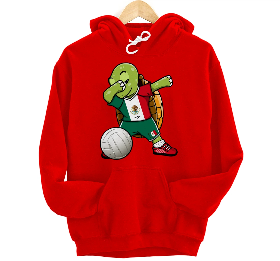 Dabbing Turtle Mexico Volleyball Fans Jersey Mexican Flag Pullover Hoodie
