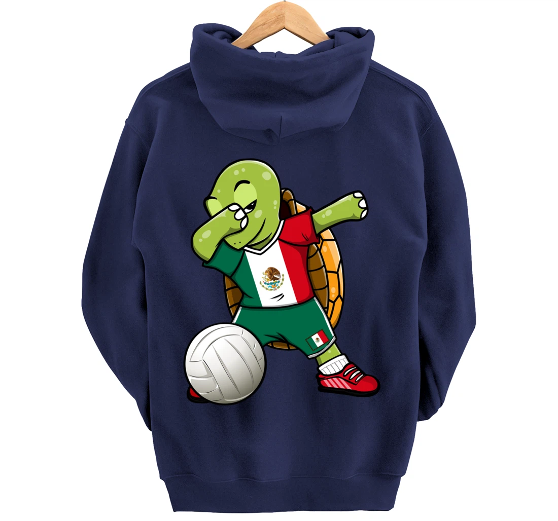 Dabbing Turtle Mexico Volleyball Fans Jersey Mexican Flag Pullover Hoodie