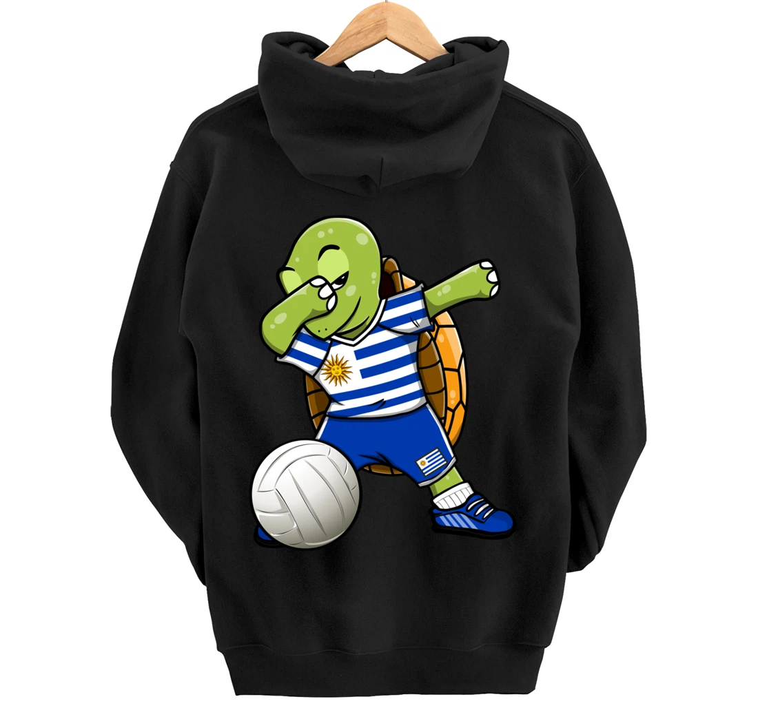 Dabbing Turtle Uruguay Volleyball Fans Jersey Uruguayan Flag Pullover Hoodie