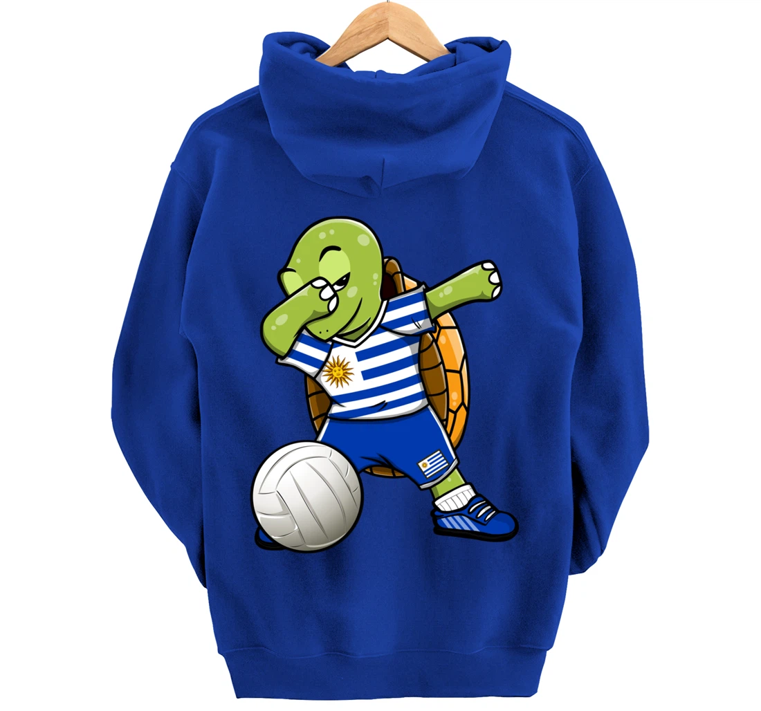 Dabbing Turtle Uruguay Volleyball Fans Jersey Uruguayan Flag Pullover Hoodie