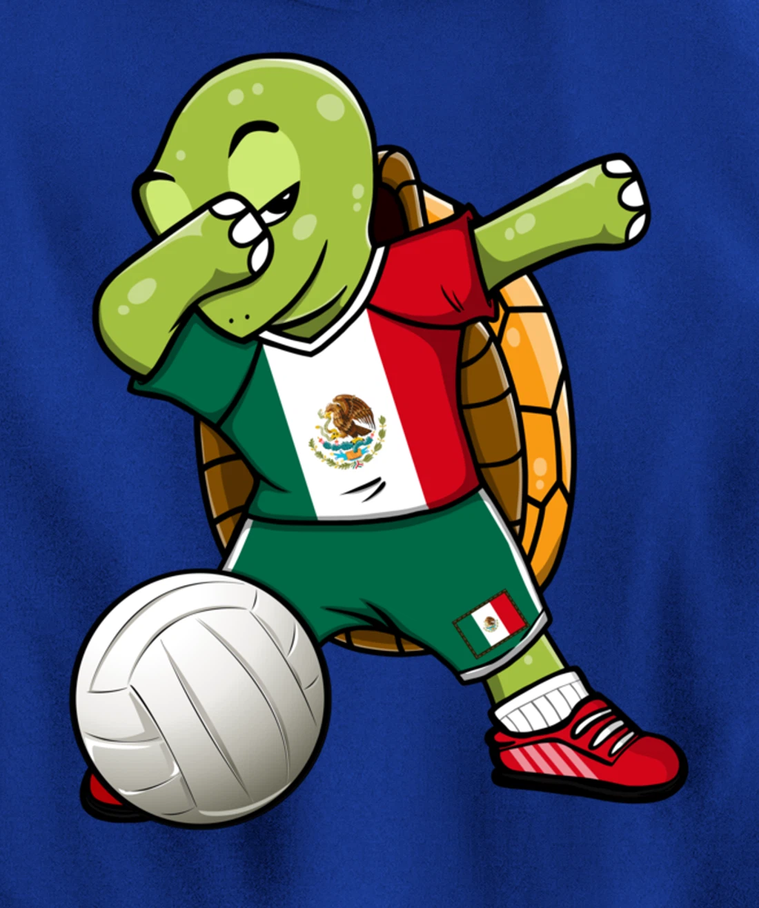 Dabbing Turtle Mexico Volleyball Fans Jersey Mexican Flag Pullover Hoodie