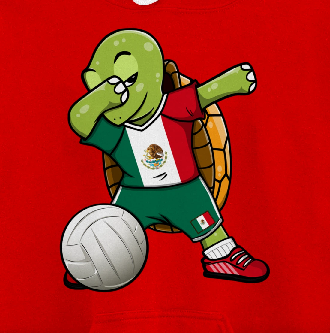 Dabbing Turtle Mexico Volleyball Fans Jersey Mexican Flag Pullover Hoodie