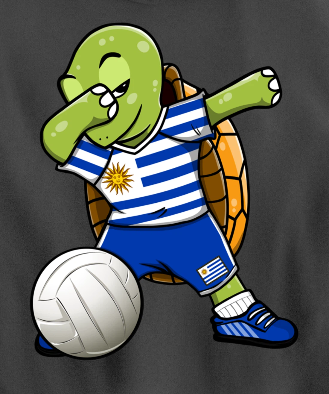 Dabbing Turtle Uruguay Volleyball Fans Jersey Uruguayan Flag Pullover Hoodie