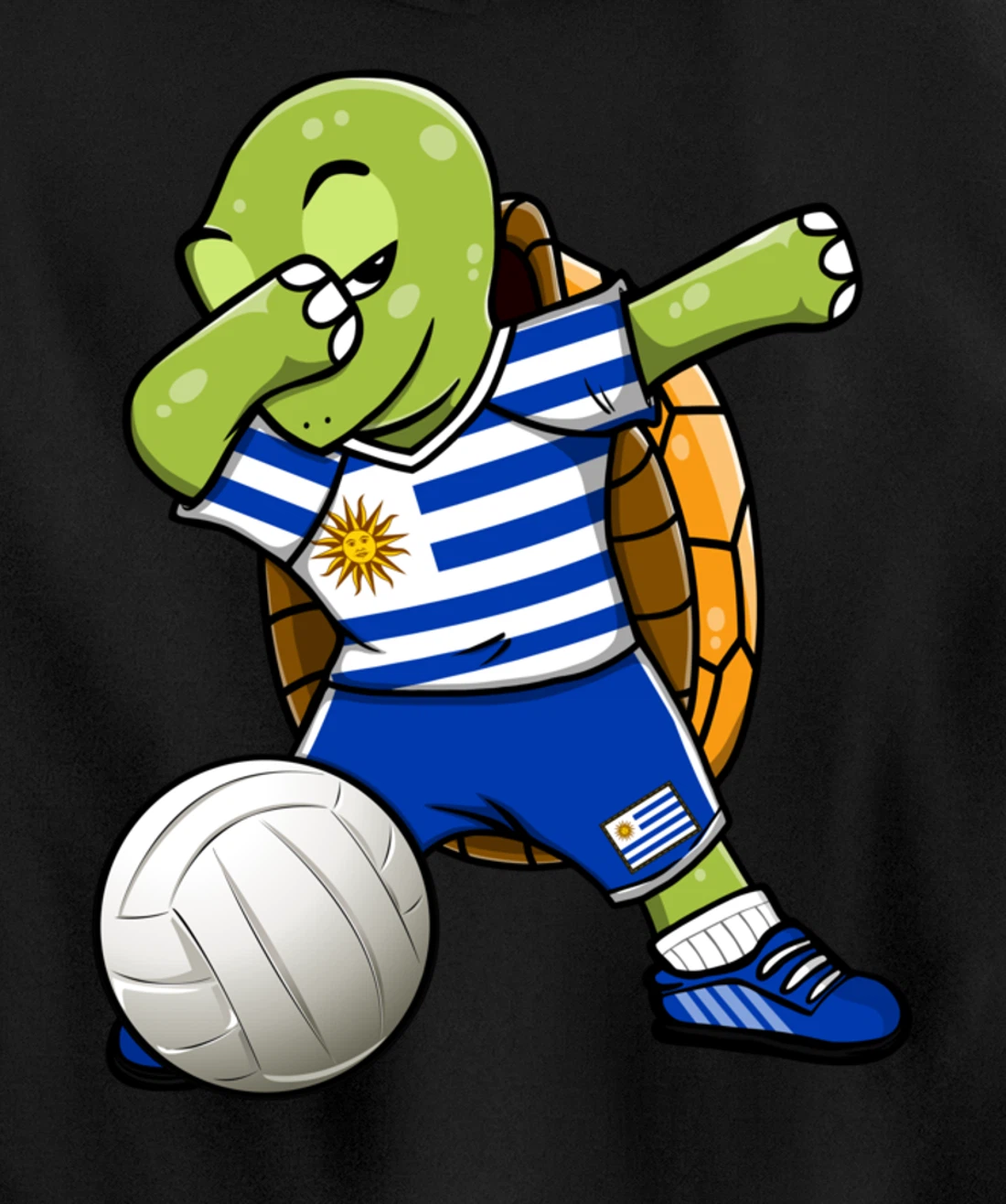 Dabbing Turtle Uruguay Volleyball Fans Jersey Uruguayan Flag Pullover Hoodie