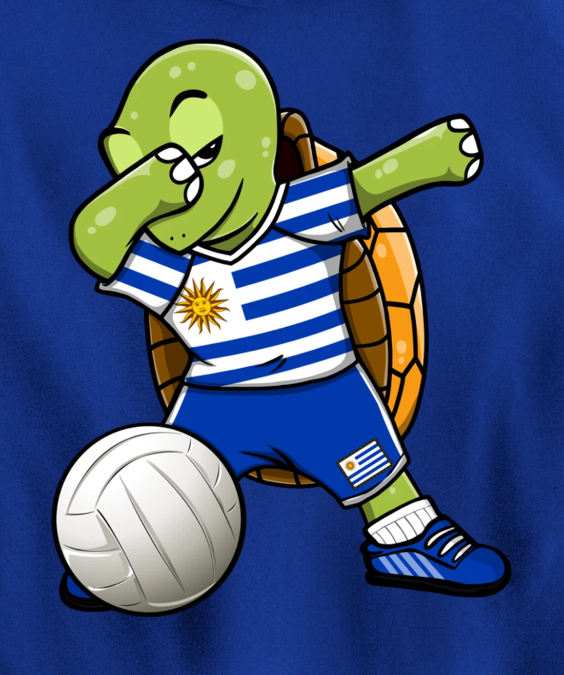 Dabbing Turtle Uruguay Volleyball Fans Jersey Uruguayan Flag Pullover Hoodie