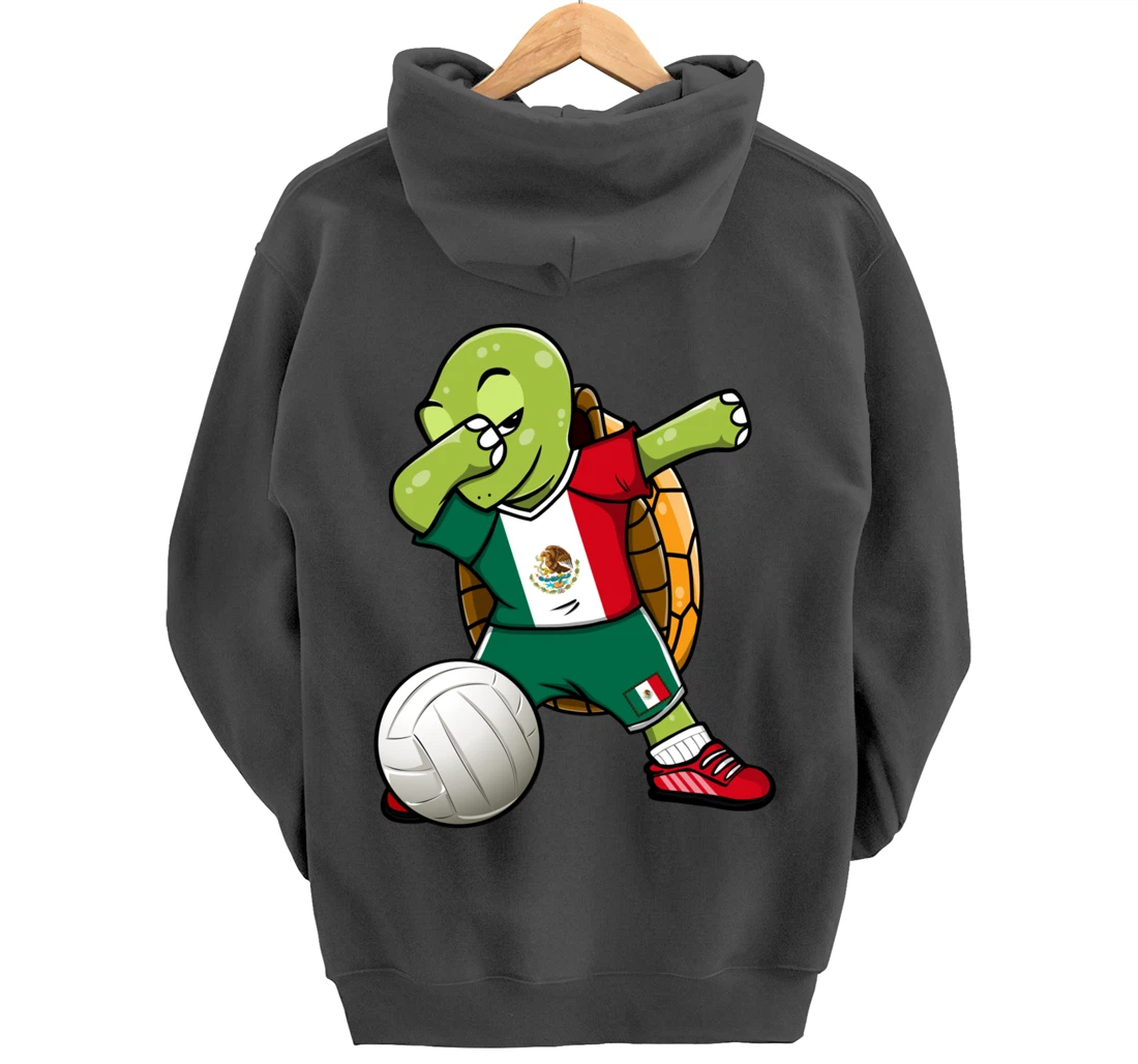 Dabbing Turtle Mexico Volleyball Fans Jersey Mexican Flag Pullover Hoodie
