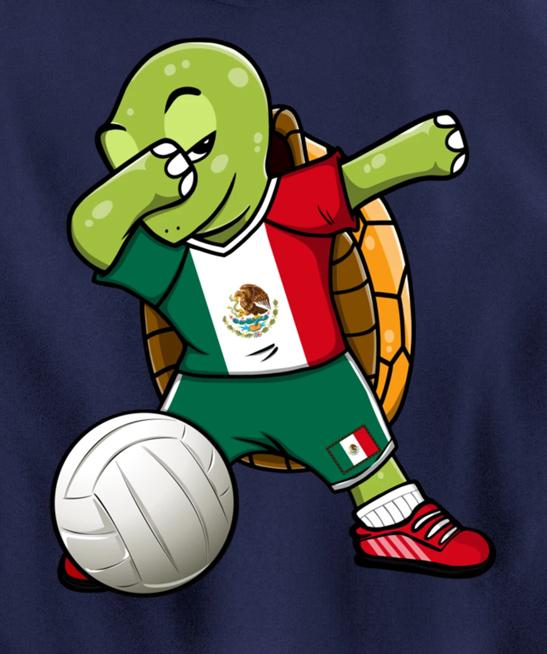 Dabbing Turtle Mexico Volleyball Fans Jersey Mexican Flag Pullover Hoodie