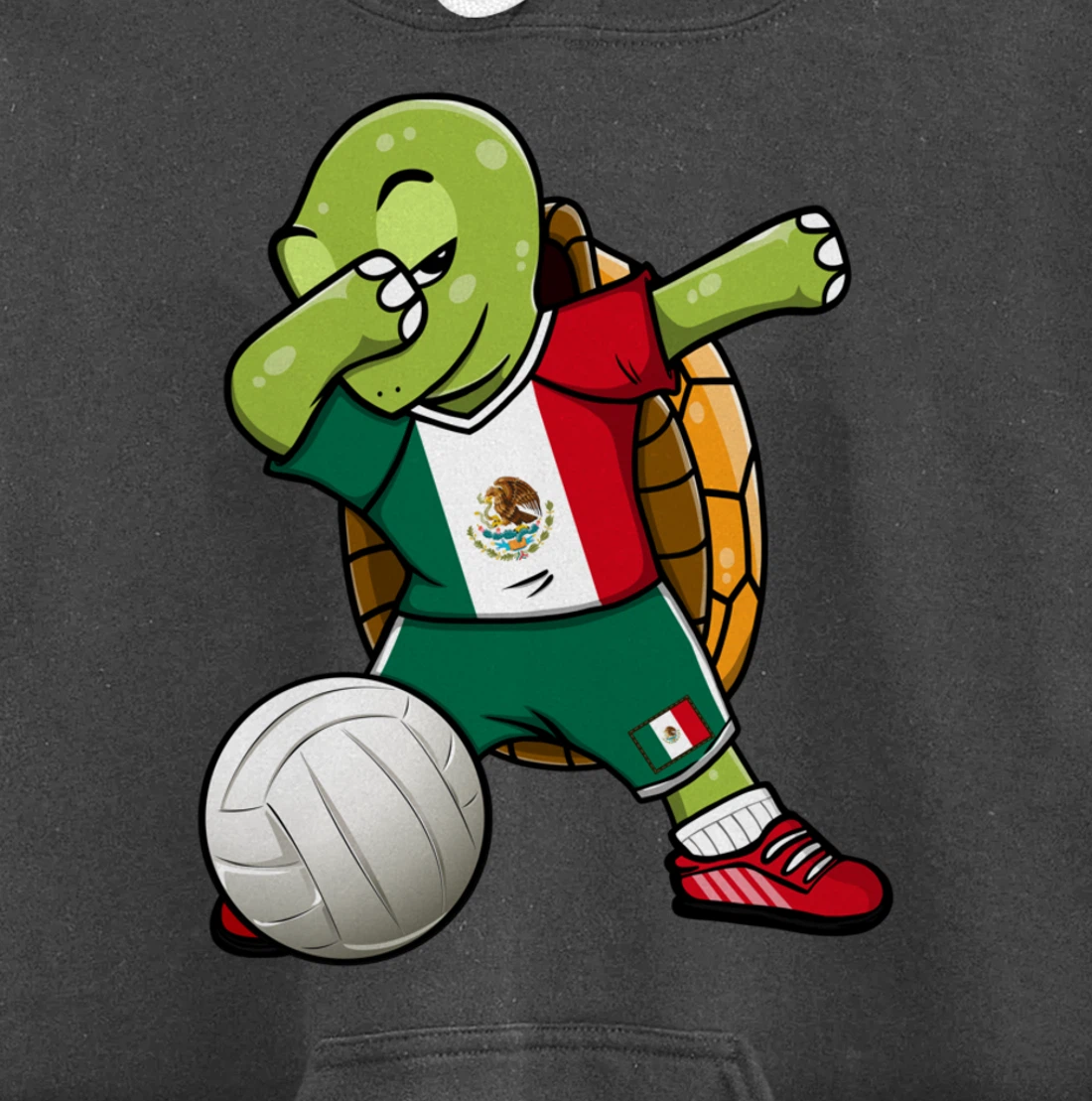 Dabbing Turtle Mexico Volleyball Fans Jersey Mexican Flag Pullover Hoodie
