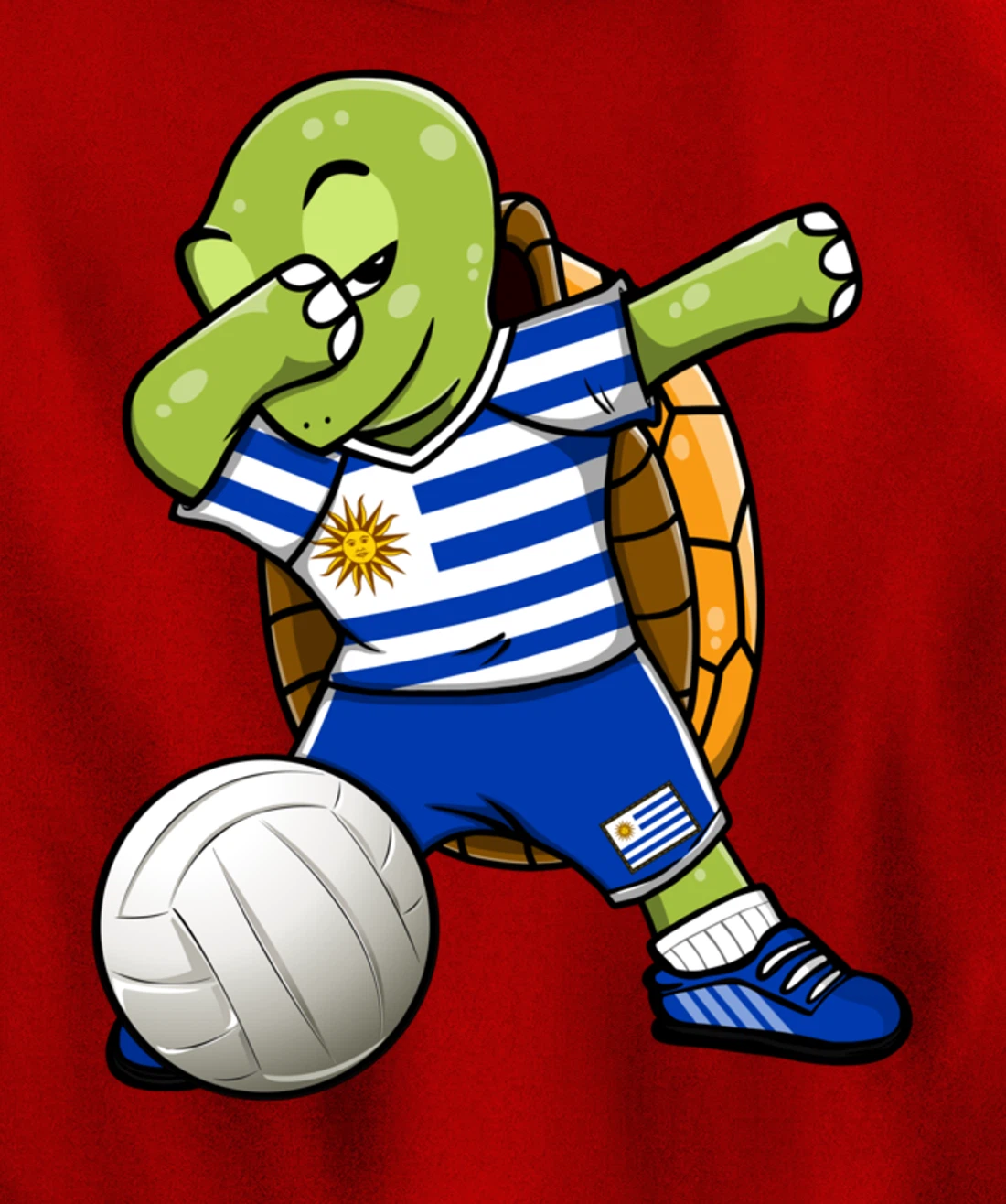 Dabbing Turtle Uruguay Volleyball Fans Jersey Uruguayan Flag Pullover Hoodie